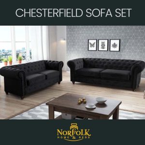 Chesterfield Sofa 3+2 Set Black