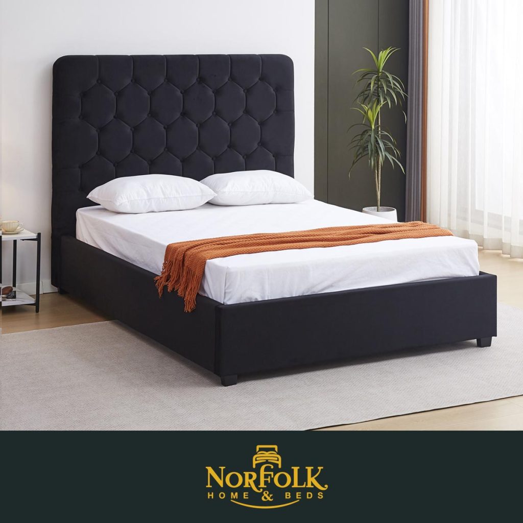 Madison Fabric Bed and Headboard Black