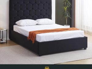 Madison Fabric Bed and Headboard Black