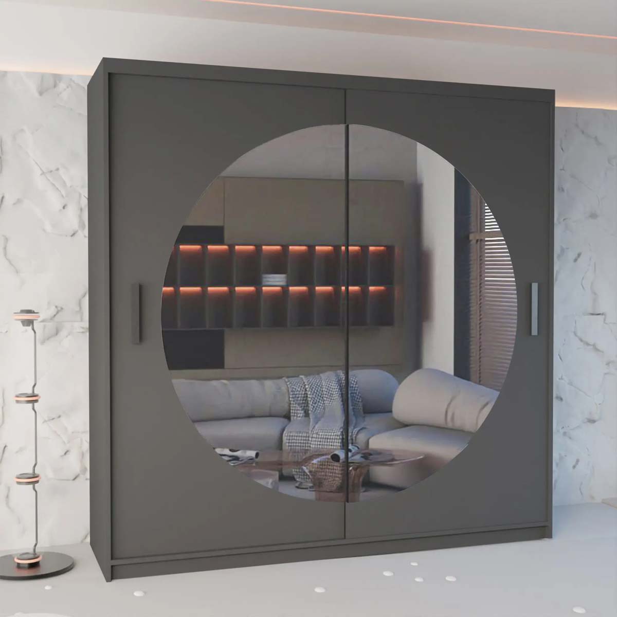 Ringo Double Door Sliding Wardrobe Grey