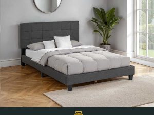 Arran Double Bed Grey Fabric