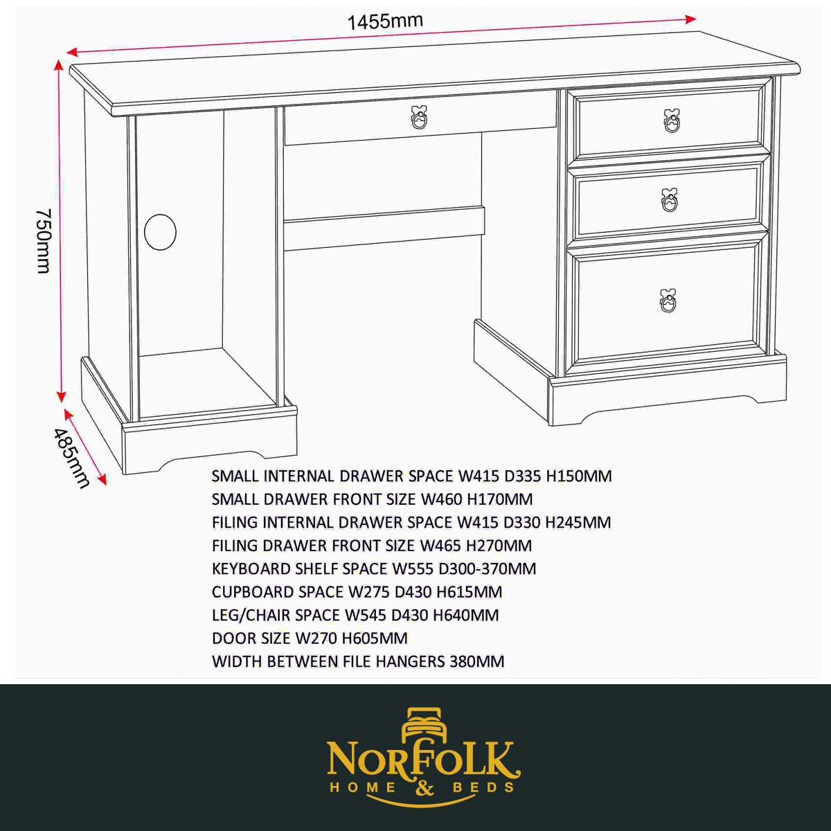 Corona Computer Desk Dimensions