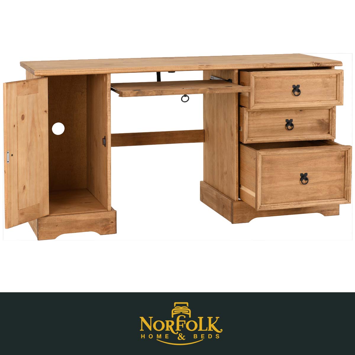 Corona Computer Desk Distressed Waxed Pine