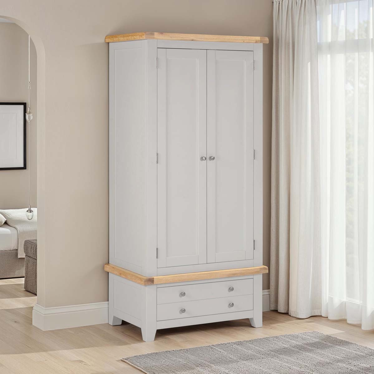 Windsor 2 Door 1 Drawer Wardrobe Grey