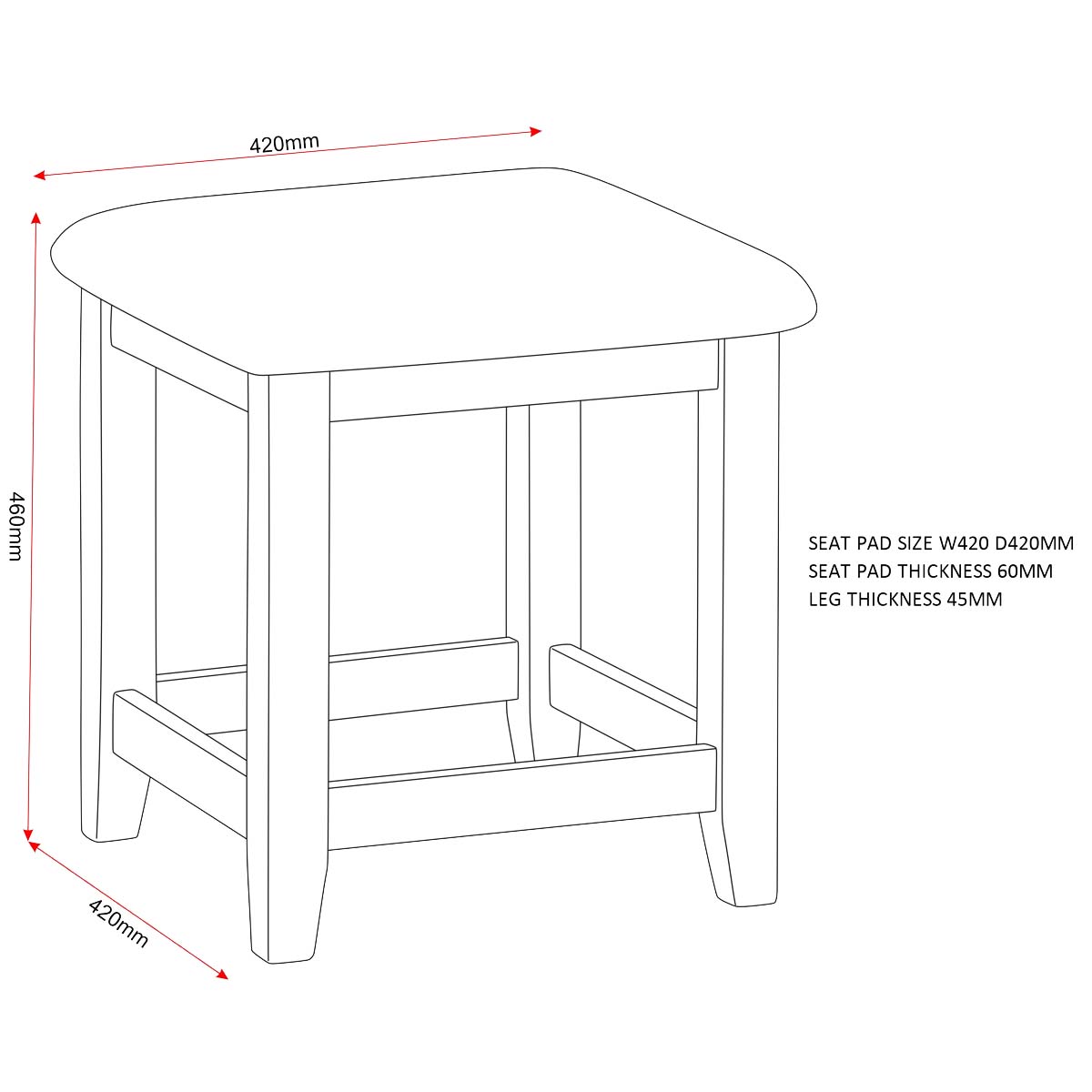 Windsor 3 Drawer Dressing Table Seat Dimensions