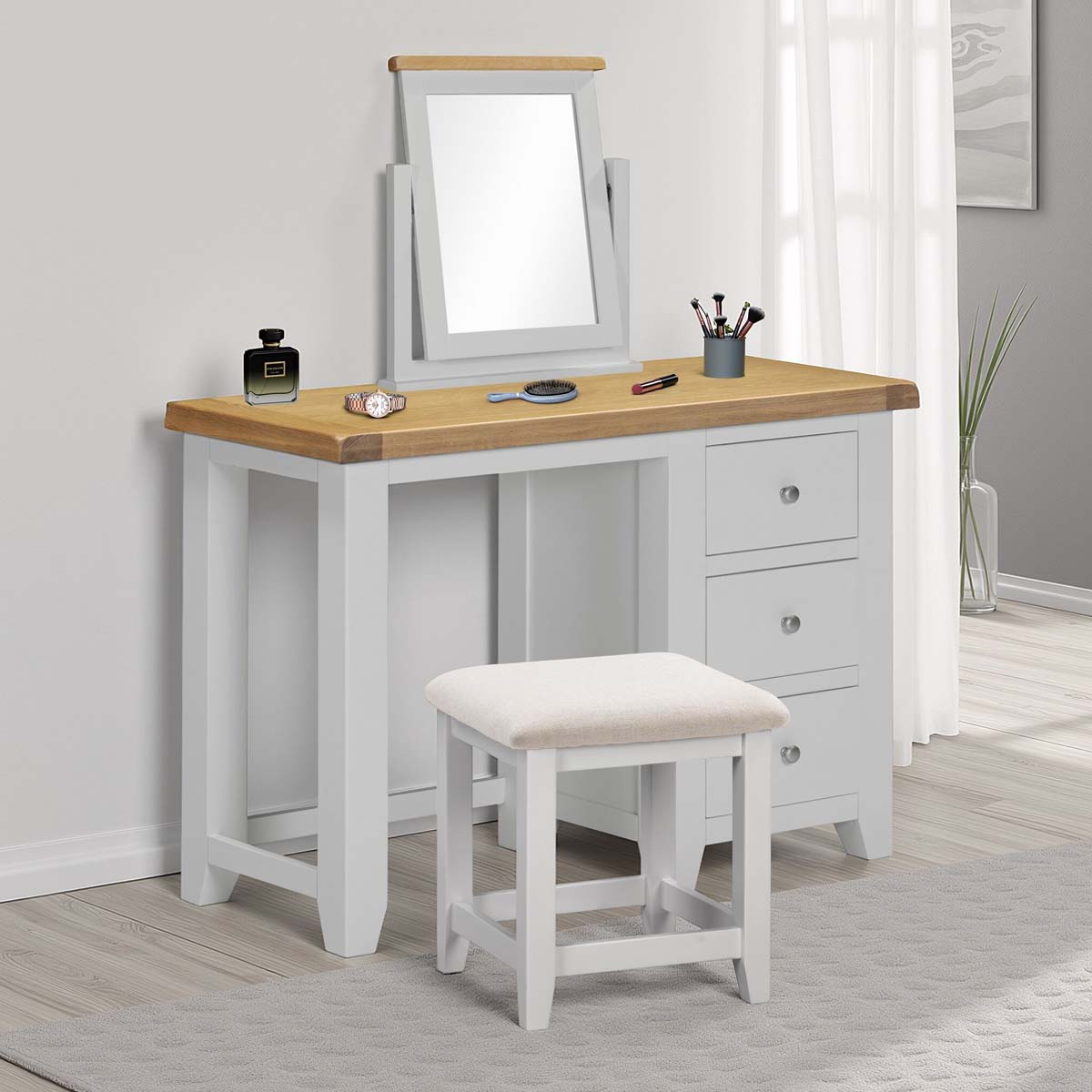 Windsor 3 Drawer Dressing Table Set Grey