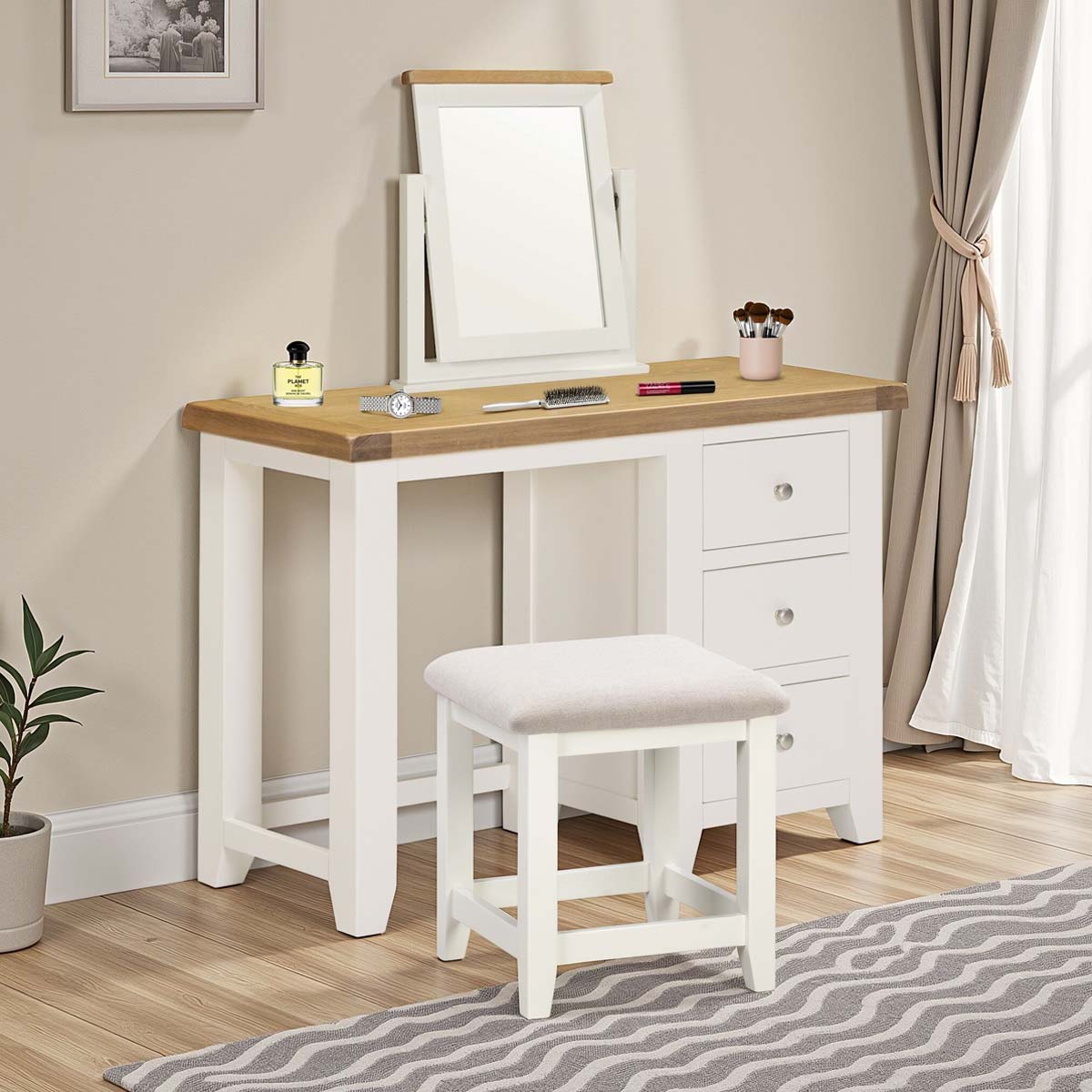 Windsor 3 Drawer Dressing Table Set Ivory